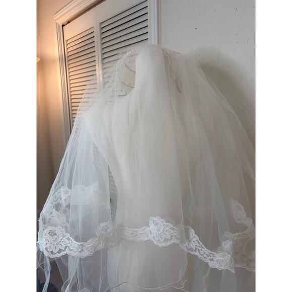 Bridal Women\'s Wedding Veil Double Layer  Ivory Cascading main image 13